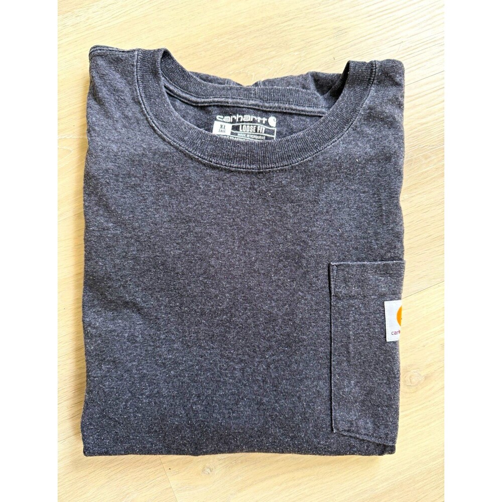 Carhartt Men's XL Tall Gray Crew Neck Long Sleeve Pocket Tee TK0126-M Dadcore